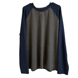 Orvis Mens Size XL Blue Gray Long Sleeve Raglan Crew Neck Shirt Embroidered Logo